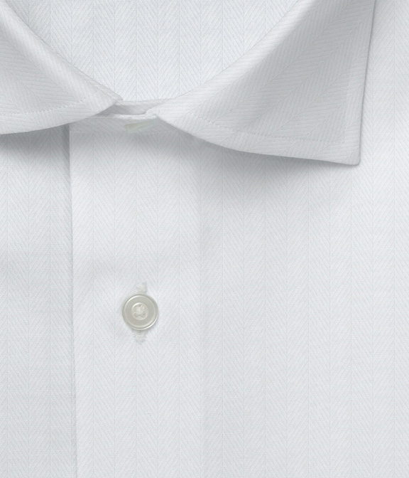 【SOLOTEX】ホワイト ヘリンボーン ドレスシャツ（Easy Order）