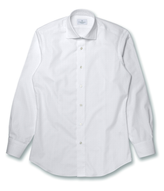 【SOLOTEX】ホワイト ドビー 織り柄 ドレスシャツ