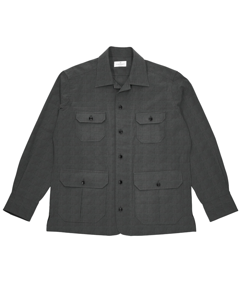 【Hybrid Fabric】チャコールグレー 4ポケットシャツアウター
