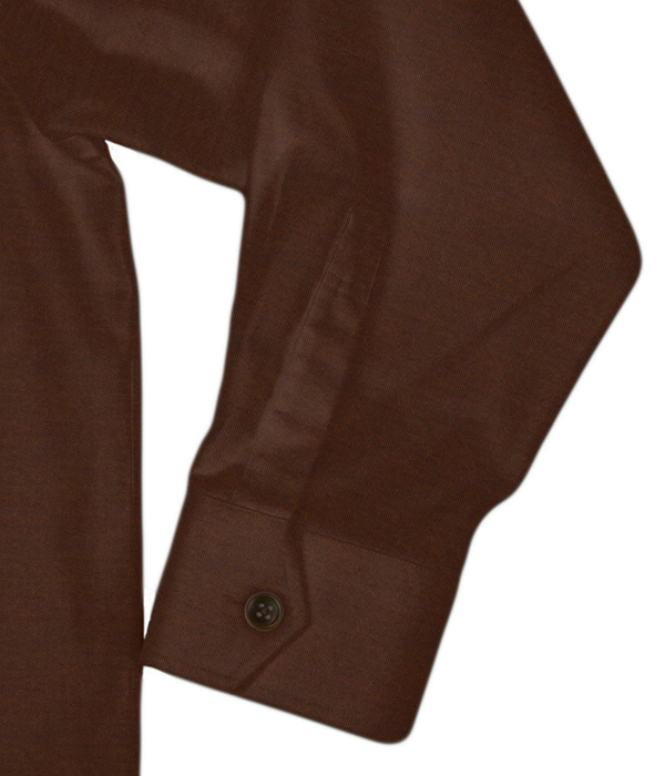 ブラウンフランネル斜めフラップポケットシャツアウター