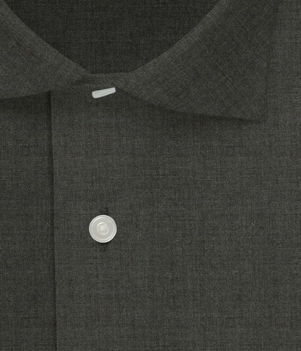 【TECH WOOL】グレー ウール 無地 ドレスシャツ