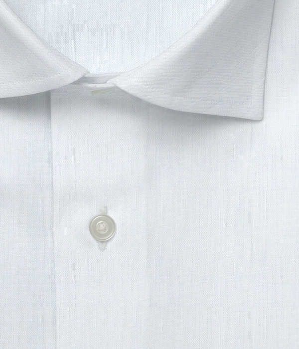 【イージーケアリネン】ホワイト リネン 無地 ドレスシャツ