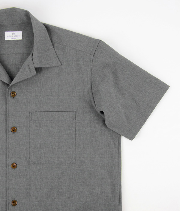 【Hybrid Fabric】 グレー無地半袖オーバーシャツ