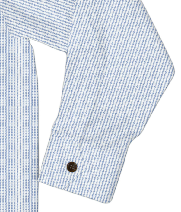 【THE STATES MADE】 ブルーオックスストライプ斜めフラップポケットシャツアウター