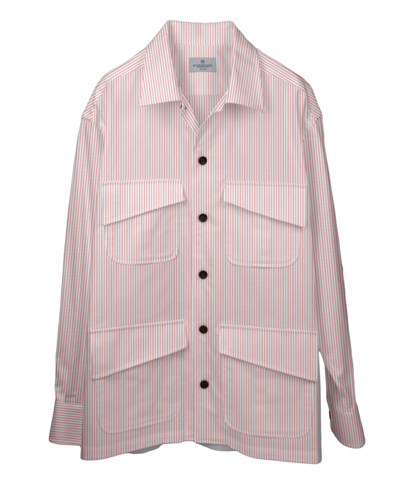 【THE STATES MADE】 レッドオックスストライプ斜めフラップポケットシャツアウター