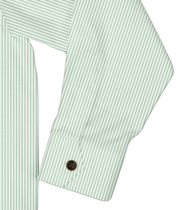 【THE STATES MADE】 グリーンオックスストライプ斜めフラップポケットシャツアウター