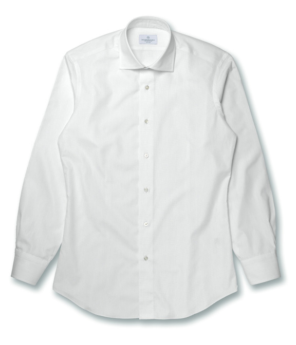 コットン100%形態安定 ホワイト ピンポイントオックス 無地 ドレスシャツ（Made to Measure）
