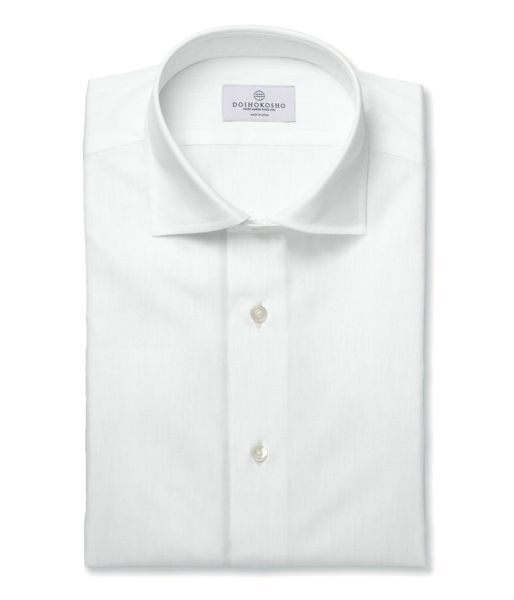 コットン100%形態安定 ホワイト ピンポイントオックス 無地 ドレスシャツ（Easy Order/半袖）