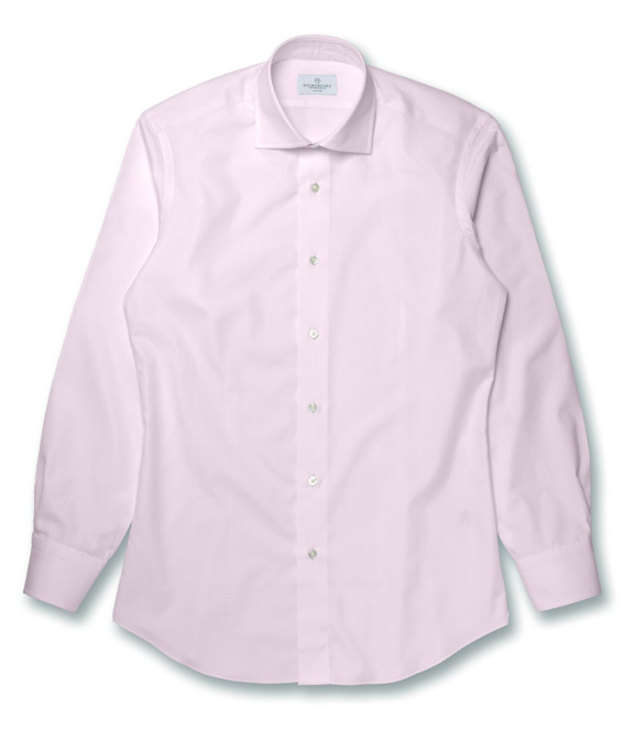 コットン100%形態安定 ピンク ピンポイントオックス 無地 ドレスシャツ（Easy Order/長袖）