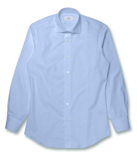コットン100%形態安定 サックス ドビー ヘリンボン ドレスシャツ（Easy Order/長袖）
