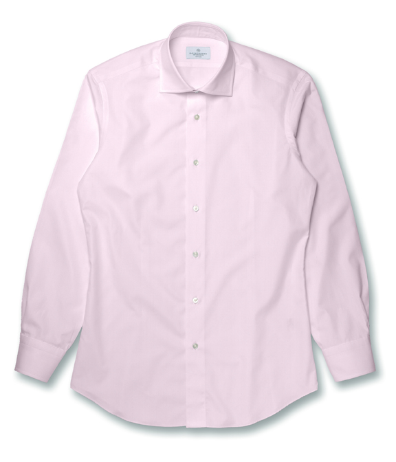 コットン100%形態安定 ピンク ドビー ヘリンボン ドレスシャツ（Easy Order/長袖）