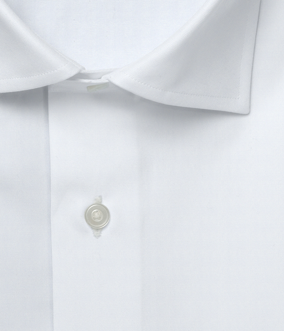 コットン100%形態安定 ホワイト ブロード 無地 ドレスシャツ（Easy Order/半袖）