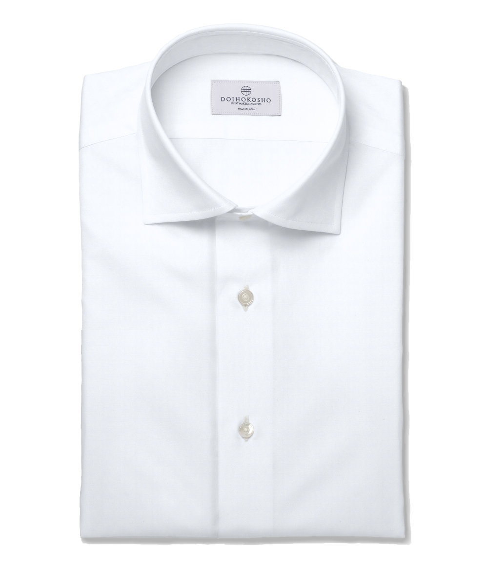 コットン100%形態安定 ホワイト ブロード 無地 ドレスシャツ（Easy Order/半袖）