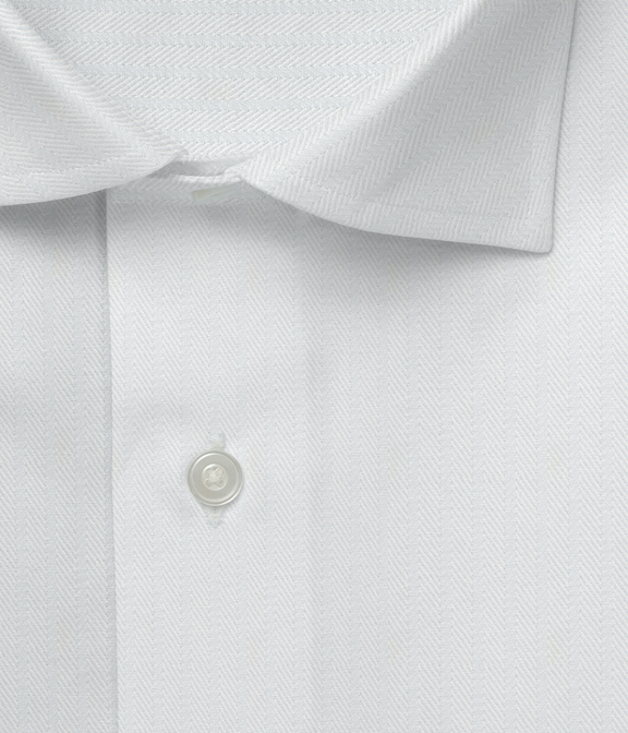 コットン100%形態安定 ホワイト ドビー ストライプ ドレスシャツ（Easy Order/半袖）