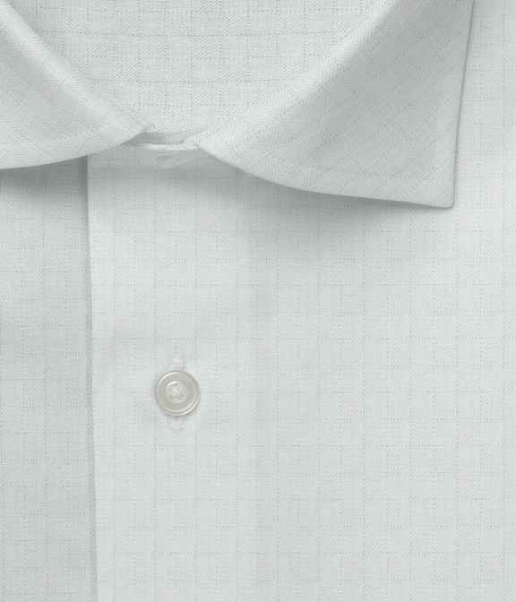 コットン100%形態安定 ホワイト ドビー チェック ドレスシャツ（Easy Order/長袖）