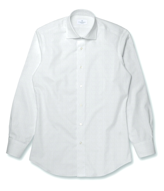 コットン100%形態安定 ホワイト ドビー ストライプ ドレスシャツ（Made to Measure）