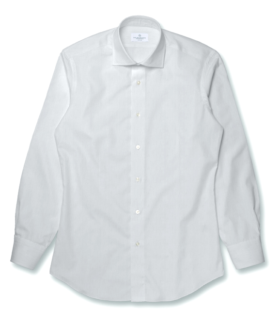 コットン100%形態安定 ホワイト ツイル 無地 ドレスシャツ