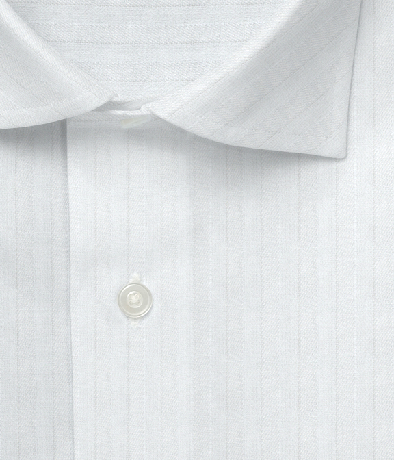コットン100%形態安定 ホワイト ドビー ストライプ ドレスシャツ