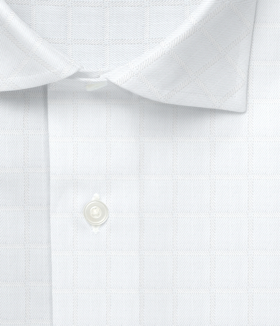 コットン100%形態安定 ホワイト ドビー チェック ドレスシャツ