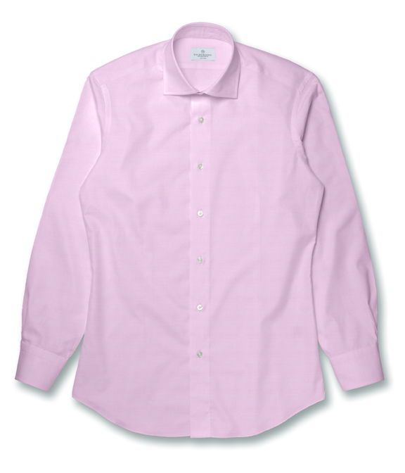 コットン100%形態安定 ピンク ツイル 無地 ドレスシャツ（Easy Order/長袖）