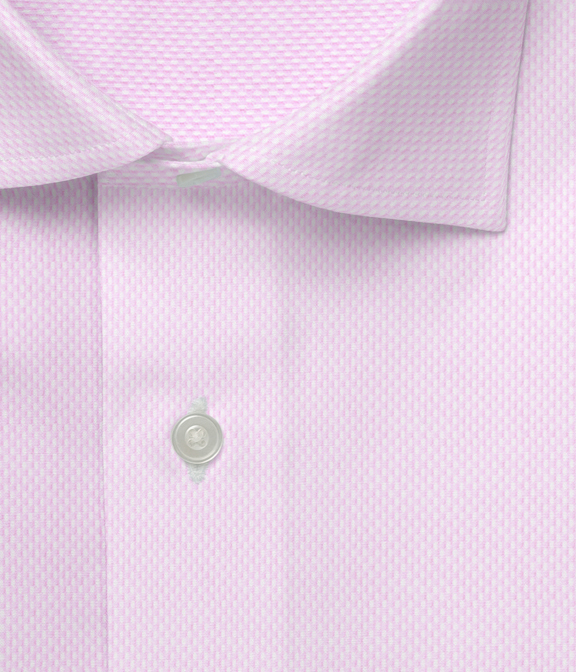 コットン100%形態安定 ピンク バスケットオックス 無地 ドレスシャツ（Easy Order/半袖）