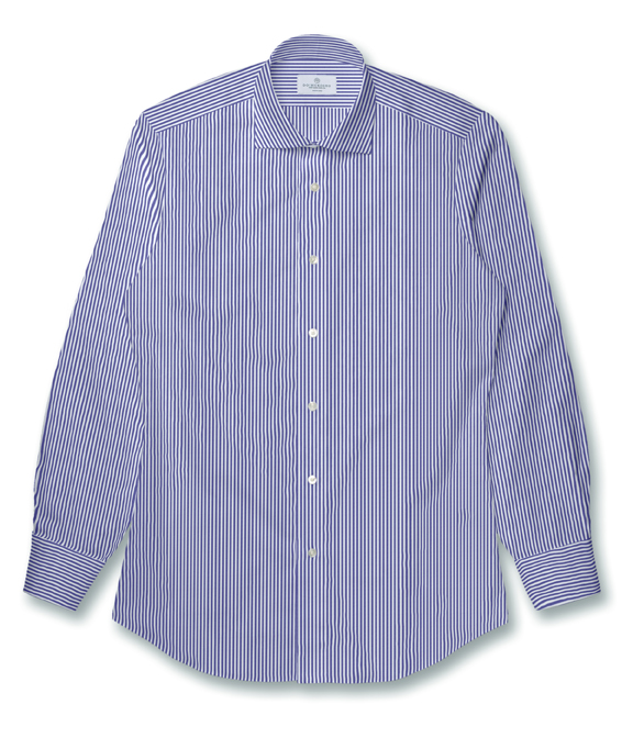 コットン100%形態安定 パープル ブロード ストライプ ドレスシャツ（Easy Order/長袖）