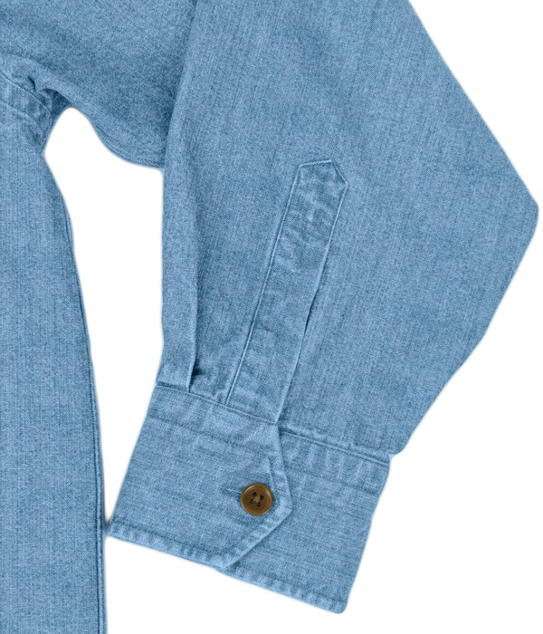 ブリーチデニム斜めフラップポケットシャツアウター