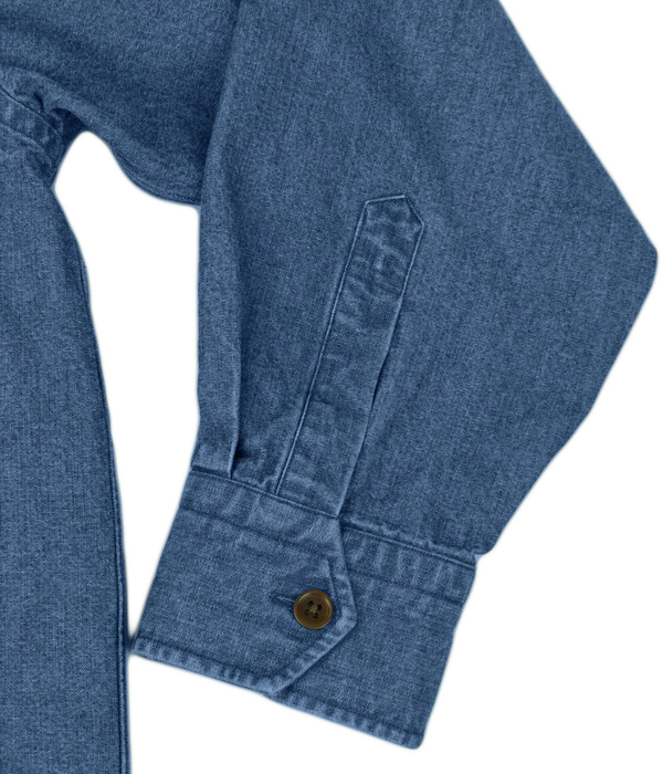 ウォッシュデニム斜めフラップポケットシャツアウター