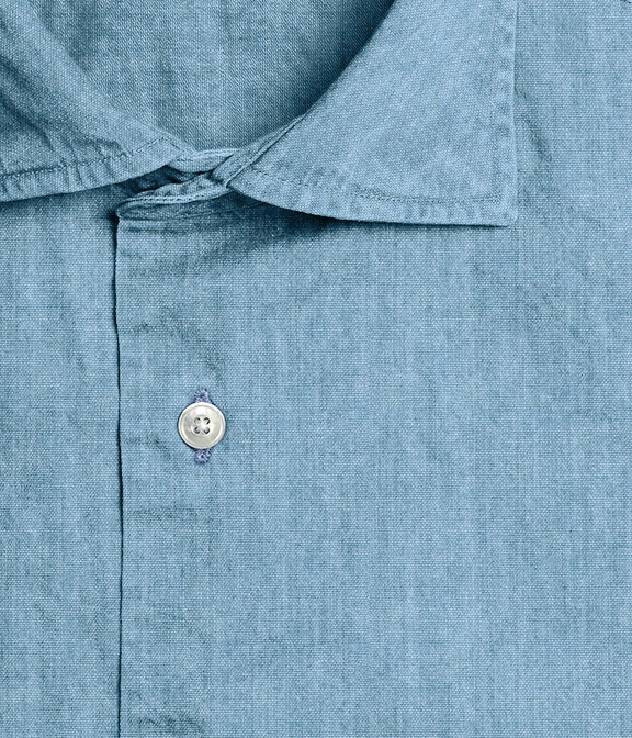 【製品洗い加工】ブルー インディゴ ダンガリー ドレスシャツ（Made To Measure）