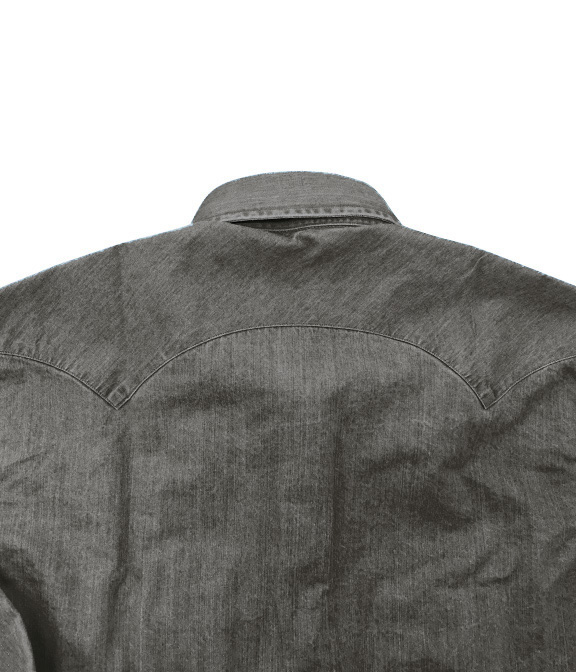 【製品洗い加工】ブリーチブラックデニム ウエスタンシャツ