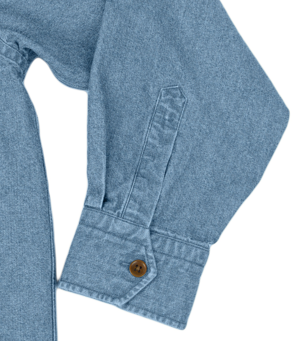 ブリーチインディゴ 8.5オンスダンガリー斜めフラップポケットシャツアウター