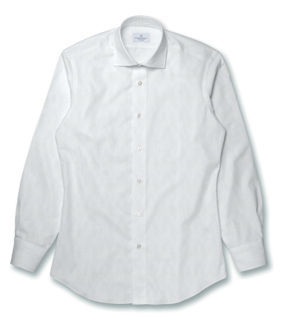 【CANCLINI】ホワイト ブロード 無地 ドレスシャツ（Easy Order/長袖）