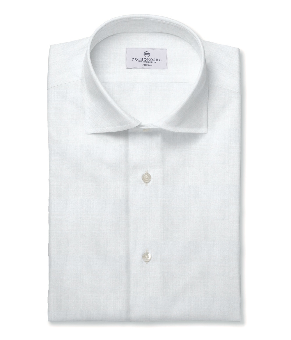 【CANCLINI】ホワイト ブロード 無地 ドレスシャツ（Easy Order/半袖）