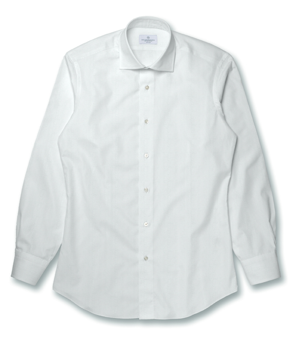 【CANCLINI】ホワイト ピンポイントオックス 無地 ドレスシャツ