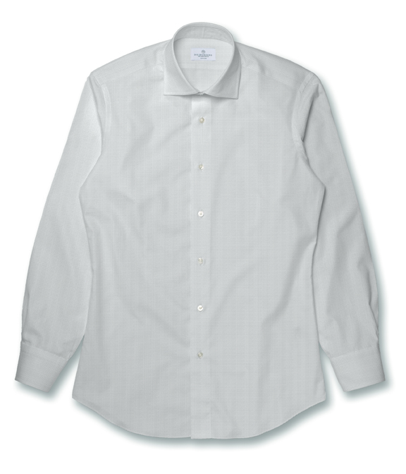 【CANCLINI】ホワイト ドビー 織柄 ドレスシャツ（Easy Order）