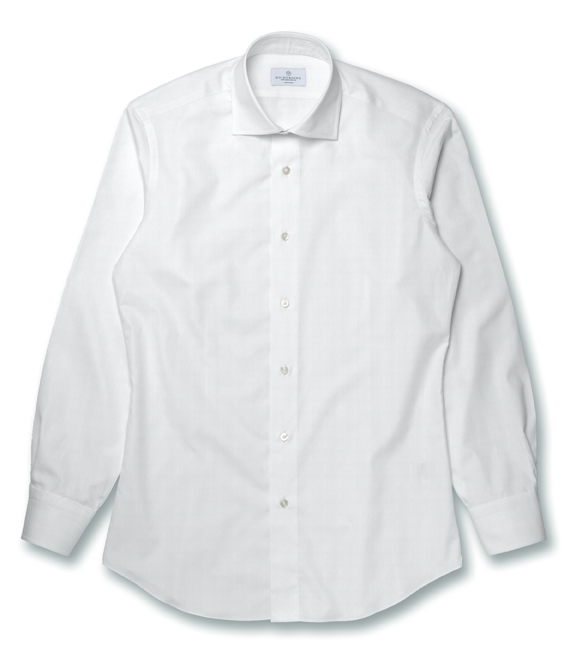 【CANCLINI】ホワイト ツイル 無地 ドレスシャツ（Easy Order）