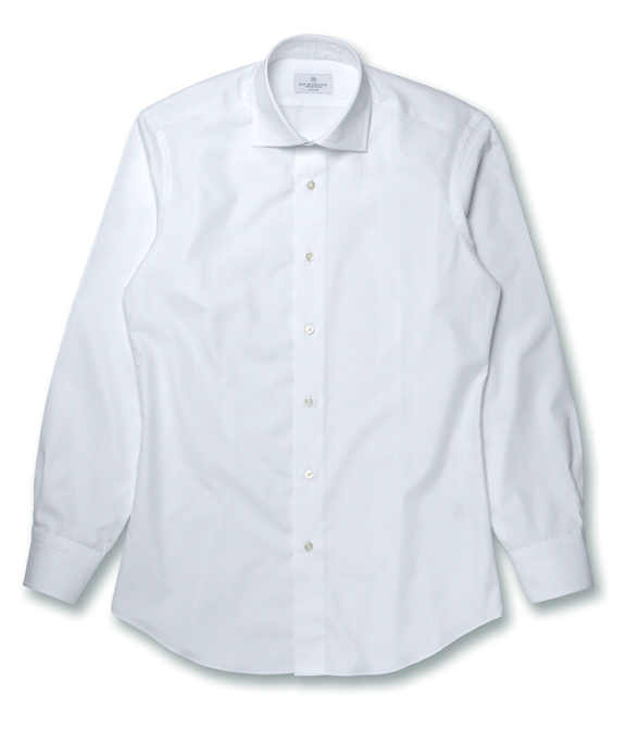 【CANCLINI】ホワイト ブロード 無地 ドレスシャツ