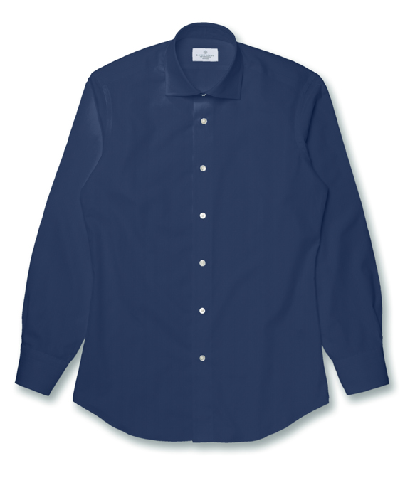 【CANCLINI】ネイビー ブロード 無地 ドレスシャツ