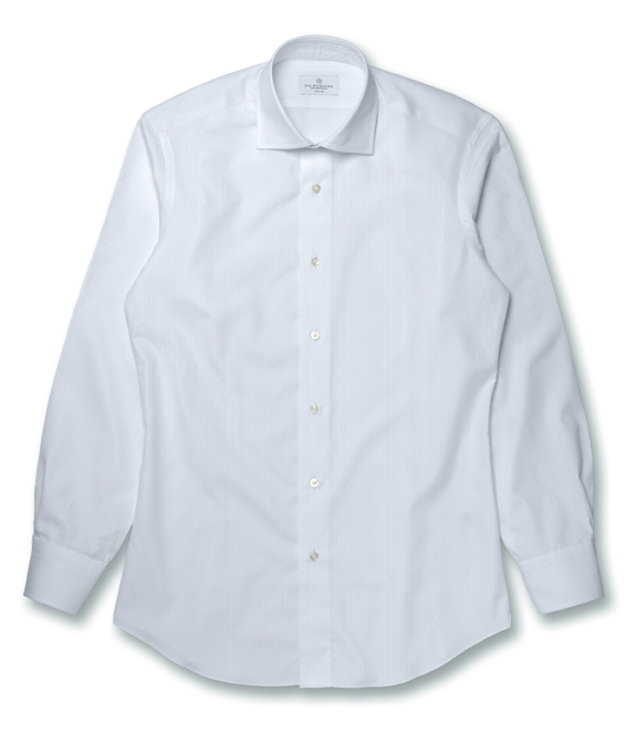 【CANCLINI】ホワイト バスケットオックス 無地 ドレスシャツ（Made to Measure）