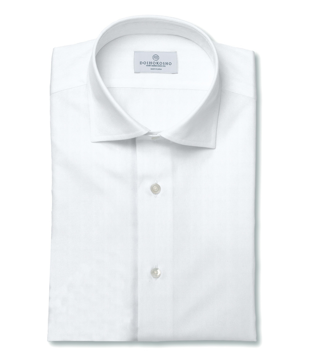 【CANCLINI】ホワイト ドビー ストライプ ドレスシャツ