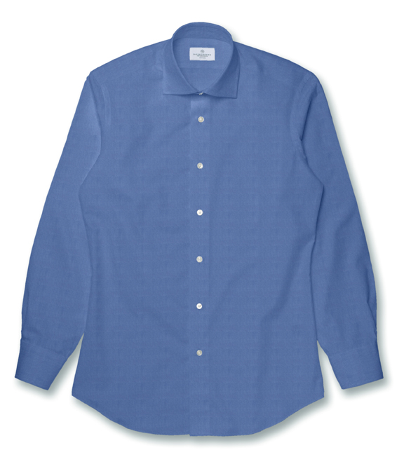 【CANCLINI】ブルー ブロード シャンブレー ドレスシャツ
