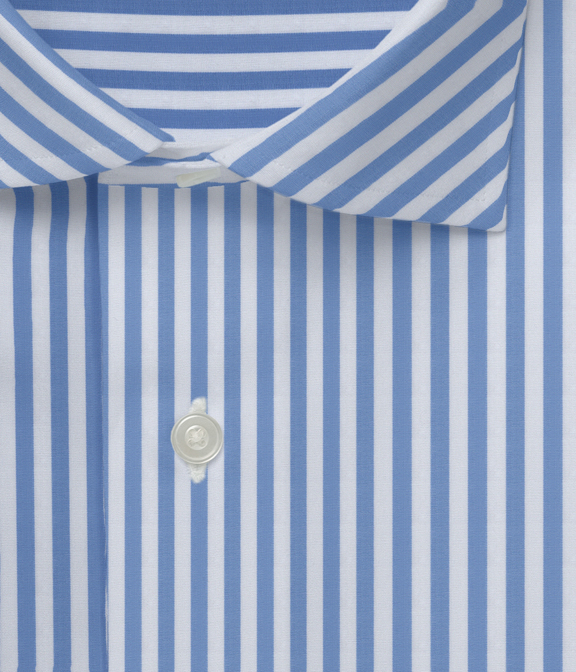 【CANCLINI】サックス ブロード ストライプ ドレスシャツ