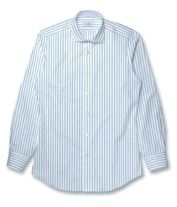 【CANCLINI】サックス ブロード ストライプ ドレスシャツ（Made to Measure）