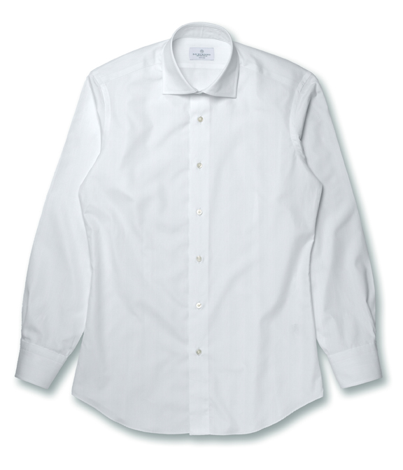 【CANCLINI】ホワイト ピケ 無地 ドレスシャツ（Easy Order）