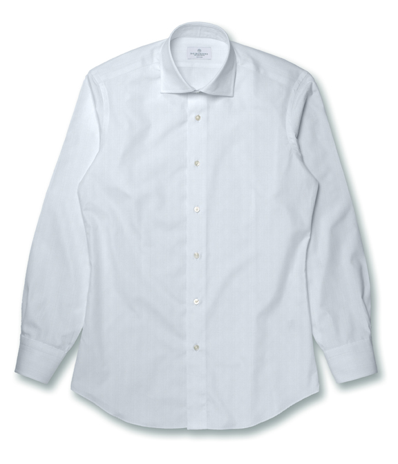 【CANCLINI】ホワイト ドビー ヘリンボン ドレスシャツ（Easy Order）