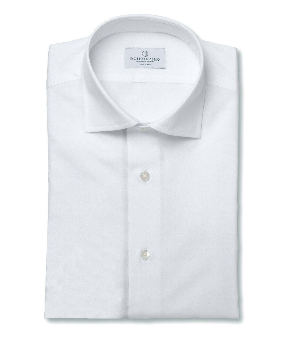 【CANCLINI】NO IRON(形態安定) ホワイト ツイル 無地 ドレスシャツ