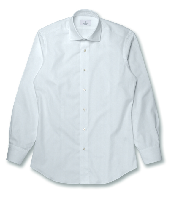 【CANCLINI】NO IRON(形態安定) ホワイト ドビー ヘリンボン ドレスシャツ