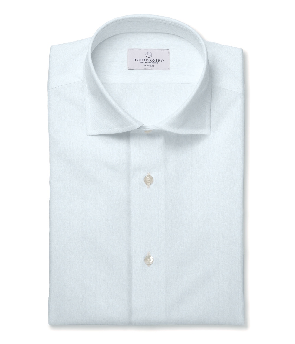 【CANCLINI】NO IRON（形態安定） ホワイト ドビー ヘリンボン ドレスシャツ