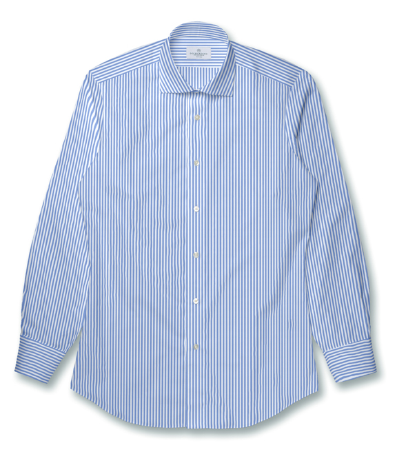 【CANCLINI】NO IRON(形態安定) サックス ツイル ストライプ ドレスシャツ(Made to Measure)
