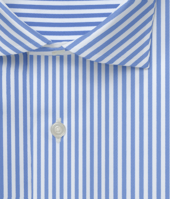 【CANCLINI】NO IRON(形態安定) サックス ツイル ストライプ ドレスシャツ(Made to Measure)